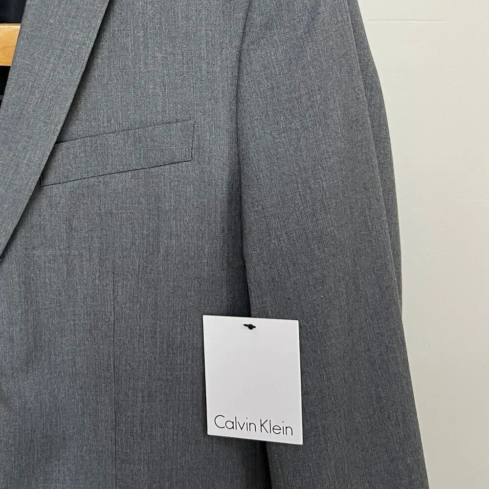NEW Calvin Klein Men's Slim Fit Suit Blazer Jacket M with Short Length in Grey
